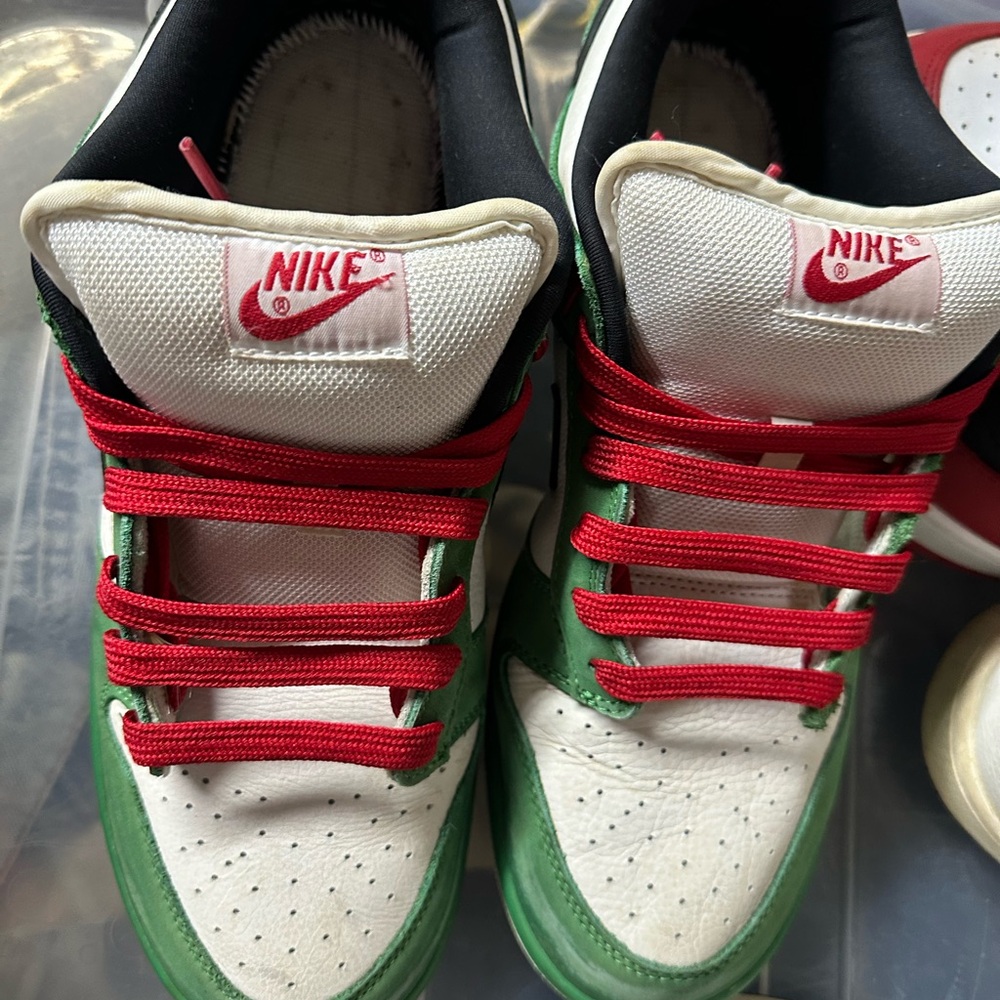 Nike Kids Sneakers in Green, White, and Red